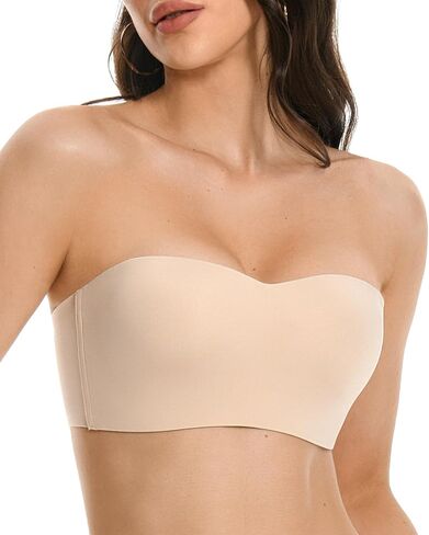 Strapless Bra Lightly Padded Push Up Bandeau Bras for Women Seamless Non-Slip Silicone Convertible Brasier in Saudi Arabia