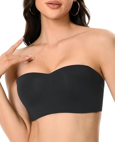 Strapless Bra Lightly Padded Push Up Bandeau Bras for Women Seamless Non-Slip Silicone Convertible Brasier in Saudi Arabia