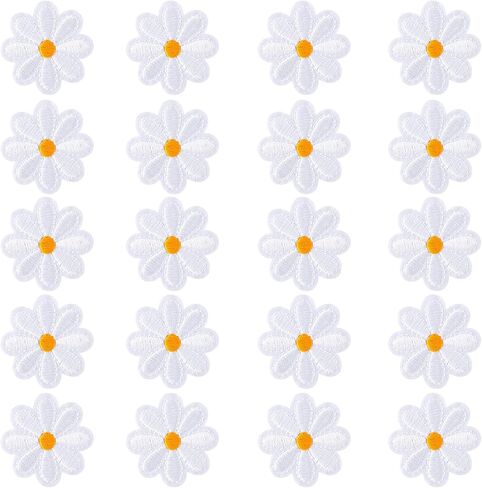 24 قطعة من الحديد على الرقع من ANCIRS، رقعات مطرزة على شكل زهور الأقحوان اللطيفة، رقعات خياطة مزخرفة بالزهور للملابس والجينز والسترات والقبعات والحقائب والحرف اليدوية، 1.57 × 1.57 بوصة، 12 لونًا in Kuwait