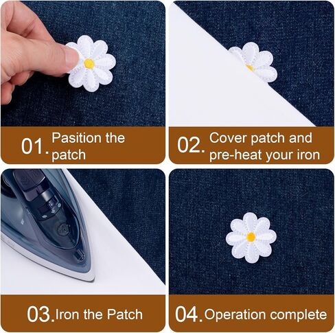 24 قطعة من الحديد على الرقع من ANCIRS، رقعات مطرزة على شكل زهور الأقحوان اللطيفة، رقعات خياطة مزخرفة بالزهور للملابس والجينز والسترات والقبعات والحقائب والحرف اليدوية، 1.57 × 1.57 بوصة، 12 لونًا in Kuwait