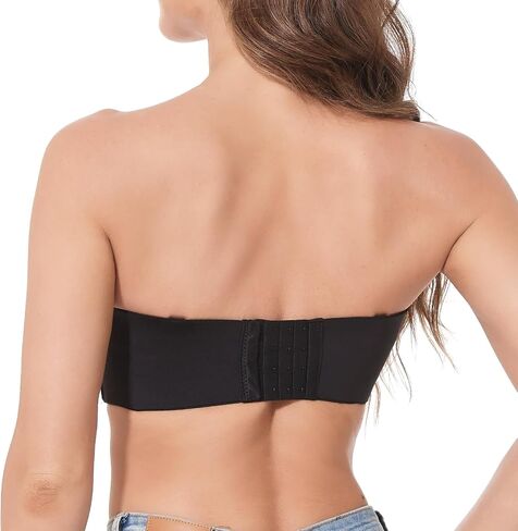 Women's Push Up Strapless Bra, Non Slip Back Smoothing Underwire Lightly Lined Convertible Bandeau Bra in Kuwait