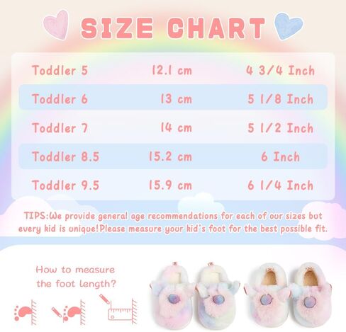 Toddler Girls Cute Unicorn Slippers Fluffy Fuzzy Winter Warm Slipper Cartoon Animal Plush Indoor House Slip-on Shoes in Saudi Arabia