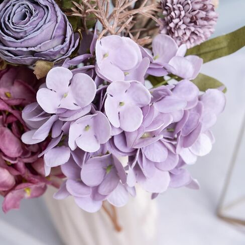 Artificial Fake Flowers Plants, Silk Flower Arrangements Faux Flower Bouquet, Wedding Bouquets Decorations Plastic Floral Centerpieces for Table Home Party Kitchen Vase Decor (Purple) in Saudi Arabia