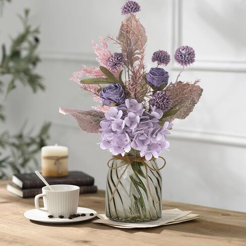 Artificial Fake Flowers Plants, Silk Flower Arrangements Faux Flower Bouquet, Wedding Bouquets Decorations Plastic Floral Centerpieces for Table Home Party Kitchen Vase Decor (Purple) in Saudi Arabia