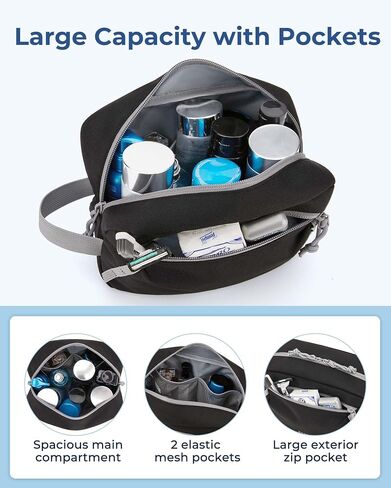 BAGSMART Travel Toiletry Bag for Men and Women, Water-resistant Small Toiletry Bag Organizer for Traveling, Hygiene Bag for Bathroom Shower, Toiletries Accessories,Travel Essentials in Saudi Arabia