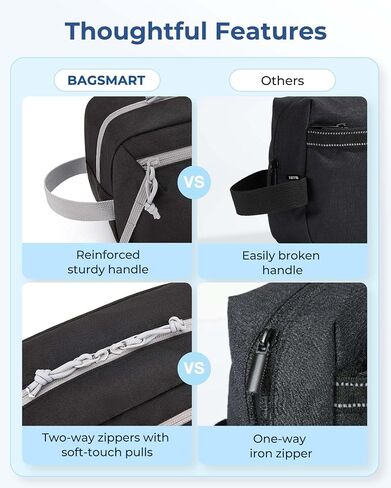 BAGSMART Travel Toiletry Bag for Men and Women, Water-resistant Small Toiletry Bag Organizer for Traveling, Hygiene Bag for Bathroom Shower, Toiletries Accessories,Travel Essentials in Saudi Arabia