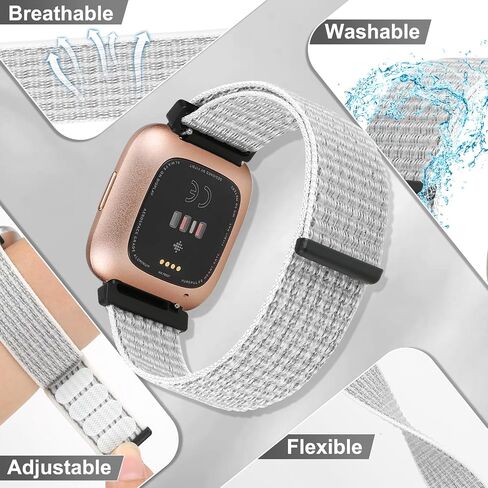 Tiptops 3 Pack Bands Compatible with Fitbit Versa 2/Fitbit Versa/Versa Lite/Versa SE for Women Men, Soft Nylon Sports Loop Replacement Wristband for Fitbit Versa 2 Straps in Saudi Arabia
