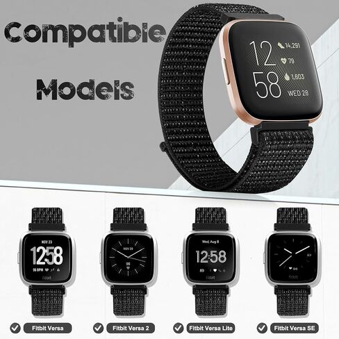 Tiptops 3 Pack Bands Compatible with Fitbit Versa 2/Fitbit Versa/Versa Lite/Versa SE for Women Men, Soft Nylon Sports Loop Replacement Wristband for Fitbit Versa 2 Straps in Saudi Arabia