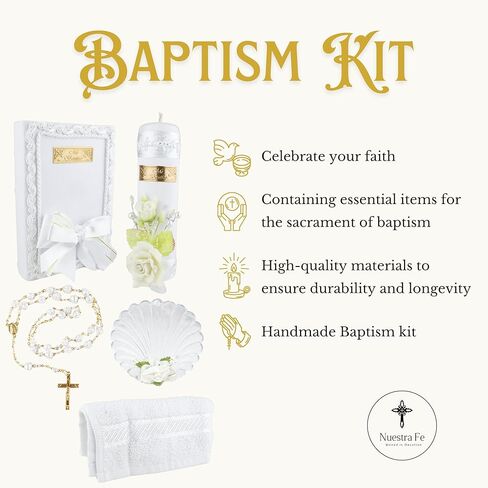 مجموعة شموع المعمودية 5 قطع للأولاد والبنات - Velas para bautizo - Vela de bautizo para niño - Vela para bautizo de niña - مجموعة شموع المعمودية الكاثوليكية للفتيات - مجموعة المعمودية قذيفة المعمودية الكتاب المقدس in Kuwait