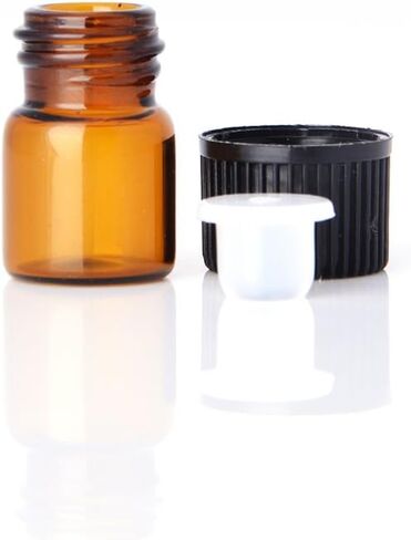 Enslz 100 Pcs Essential Oil Glass Bottles Mini Tiny Refillable Empty Aromatherapy Perfume Liquid Amber Glass Bottles (1ml) … in Saudi Arabia