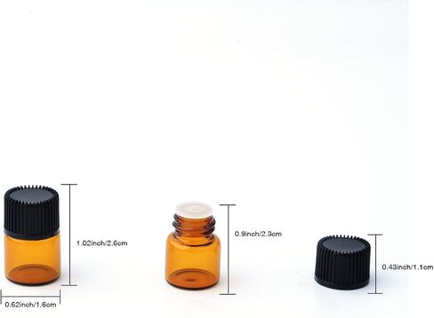 Enslz 100 Pcs Essential Oil Glass Bottles Mini Tiny Refillable Empty Aromatherapy Perfume Liquid Amber Glass Bottles (1ml) … in Saudi Arabia