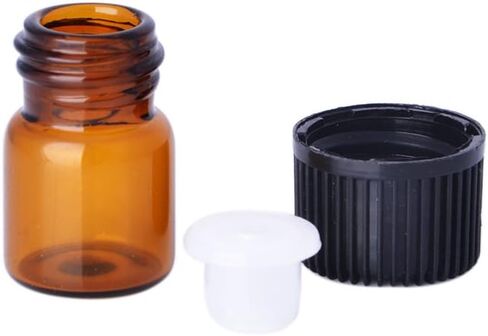 Enslz 100 Pcs Essential Oil Glass Bottles Mini Tiny Refillable Empty Aromatherapy Perfume Liquid Amber Glass Bottles (1ml) … in Saudi Arabia