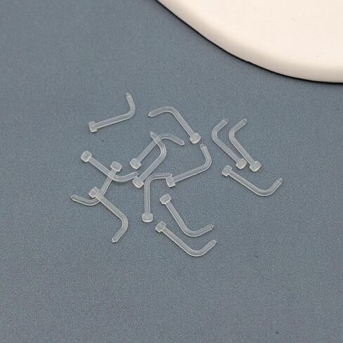 30pcs Clear Nose Studs Retainers L Shaped 18G/20G Flat Top Plastic Bioflex Flexible Nose Piercing Invisible Acrylic for School Work in Saudi Arabia