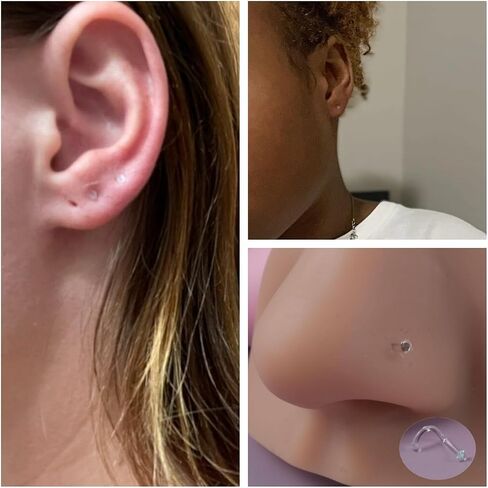 30pcs Clear Nose Studs Retainers L Shaped 18G/20G Flat Top Plastic Bioflex Flexible Nose Piercing Invisible Acrylic for School Work in Saudi Arabia