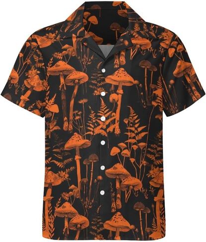 TiwBski Funny Mushroom Graphic Button Down Shirt for Men Short Sleeve Colorful Beach Shirt Hawaiian Shirts in Kuwait
