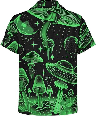 TiwBski Funny Mushroom Graphic Button Down Shirt for Men Short Sleeve Colorful Beach Shirt Hawaiian Shirts in Kuwait
