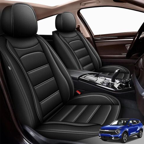 Car Seat Covers Fit for Kia Sportage 2018 2019 2020 2021 2022 2023 2024, Waterproof Leather Front Seat Cover Automotive Faux Leather Vehicle Cushion Covers(2 Seat Black) in Saudi Arabia