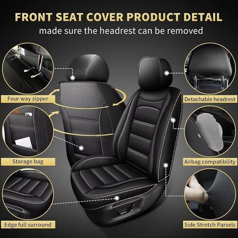 Car Seat Covers Fit for Kia Sportage 2018 2019 2020 2021 2022 2023 2024, Waterproof Leather Front Seat Cover Automotive Faux Leather Vehicle Cushion Covers(2 Seat Black) in Saudi Arabia