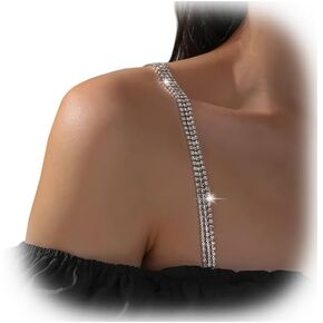 1Pair Sexy Rhinestone Shoulder Straps Jewelry Crystal Shoulder Strap Chain Rhinestone Underwear Chain Bridal Wedding Dress Bra Shoulder Chain Festival Body Jewelry for Women