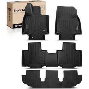 YHTAUTO Floor Mats Fit 2020-2025 Toyota Highlander 5 Seats Not Hybrid, TPE All Weather Floor Liner Odorless Custom Fit Car Mats, 1st 2nd Row Highlander Accessories