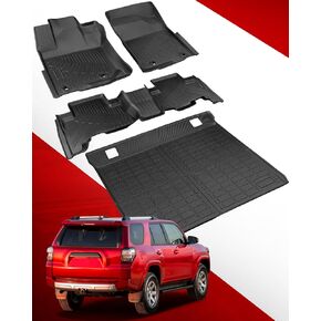 Car Floor Mats for Toyota 4Runner 2013-2024: All Weather TPE Floor Liners for 5th Gen 4Runner (Include TRD) - Only Fit 5 Seats Without Sliding Cargo Tray