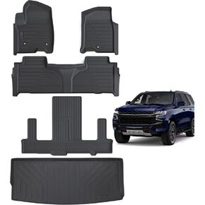 Floor Mats & Trunk Mat for Chevrolet Tahoe 2021-2024 (Only Fit 7 Seats)-2nd Row Bucket Seats/GMC Yukon（Not Fit XL,All Weather Protection Car Floor Liners & Cargo Liner for Chevy Tahoe