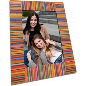 Retro Colorful Wooden Picture Frame For 5"X7" Photo - Ethnic Style Frame Tabletop Display, Gifts For Friends & Families, Farmhouse Home & Office Decorations(Vertical)-A04