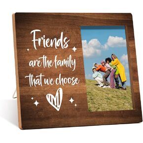 Friendship Gift Photo Frame - Friends Are The Family That We Choose - Wooden Tabletop Picture Frame With Stand - Friendship Gifts For Women Men Best Friend Soul Sister Bestie -B(45)