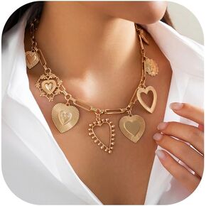 Simple Metal Link Chain Necklace Sexy Heart Pendant Tassel Clavicle Necklace Gothic Hip hop Thin Bead Necklace Festival Body Jewelry for Women