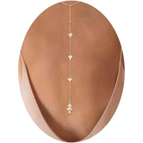 Eyraevor Rhinestone Back Chain Necklace Bridal Wedding Backdrop Body Jewelry for Women Summer Back Necklace