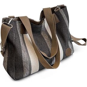 LAORENTOU Large Canvas Tote Bag Shopping Bag Crossbody Bag for Women Handbag Ladies Purse with Large Capacity