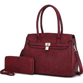 MKF Set Satchel Bag for Women & Wristlet Wallet Purse – Vegan Leather Top Handle Satchel – Shoulder Handbag