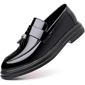 Men's Casual Driving Shoes Patent Leather Tassel Loafers Non-Slip Penny Formal Tuxedo Shoes Business Party Leather Shoes