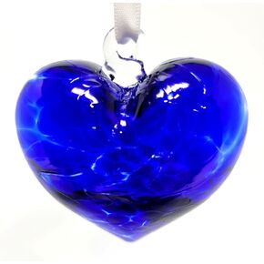 زخرفة قلب من الزجاج الأحمر المنفوخ - ديكور منزلي على شكل قلب صداقة صغير الحجم 3 بوصة معلق يدويًا in Kuwait