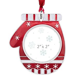 2024 Christmas Tree Ornament Picture Frame Holiday Keepsake Gift Home Decor Christmas Decorations Xmas Gifts Pendant with 2" Photo Frame Insert (2024 Snowman Red)