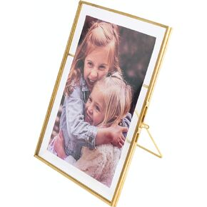 5x7 Vintage Style Antique Gold Picture Frames Gold Photo Frame with Pressed Glass, Brass (Vertical) (5 x 7)