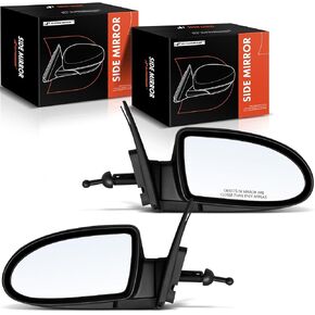 A-Premium Pair (2) Driver and Passenger Side Manual Door Mirror - Compatible with Hyundai Accent 2010-2011 - Non-Heated Manual Folding Textured Black Outside Rear View Mirror - Replace# 876101E500CA