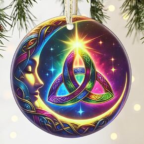 Christmas Ornament, 3.5 Inch Ceramic Christmas Hanging Ornament, Christmas Tree Decorations, Christmas Tree Ornaments, Gifts for Christmas, Holiday Presents, Gift Exchange - Retro Moon Star