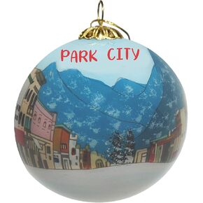 Hand Painted Christmas Ornament, Blown Glass, Hanging Tree Ornament, Holiday Decor, Park City, Skiing The Glades