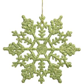 Vickerman Plastic Glitter Snowflake, 4-Inch, Red, 24 Per Box