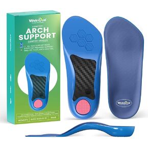 Welnove Heel Insoles for Heel Pain Relief, Anti-Slip Comfort Heel Cushions, Heel Cups Orthotic for Flat Feet, Heel Spur, Achilles Tendinitis, Men’s 8-12 in Kuwait