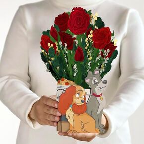 Lovepop Love Pop-Up Paper Flower Bouquet for Her and Him - Disney's Lady & The Tramp Flower Buds for Boys, Girls, Men, Women - 12" Bouquet - Blank Note Card Included in Kuwait