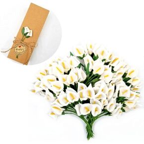 JZK 144 Foam White Calla Lily Small Artificial Flowers for Crafts Favour Box Gift Box Card Making Embellishment Decoration for Wedding Birthday Christmas Party