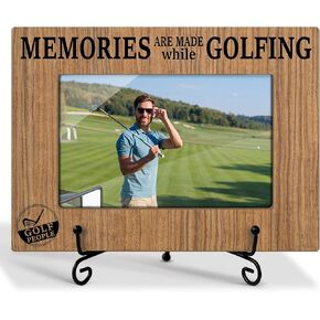Golf Picture Frame Wooden Picture Frames 4x6 - Memories Are Made While Golfing, Golf Pictures Wooden Photo Frame With Stand, Display Frame Home Decor Friendship Gifts For Coworker (Horizontal) -29
