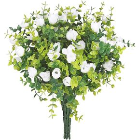 6 Bunches Artificial Eucalyptus Fake Greenery Boxwood Stems Fake Flowers Fake Plants Artificial Greenery Artificial Plants & Flowers Faux Flowers Outdoor Fake Plants Spring Decoration