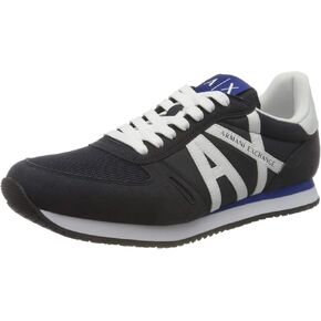 A|X Armani Exchange Men's Low-top Sneakers, Navy + Optical White, 11
