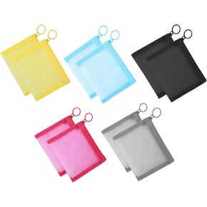 10 Pcs Mini Zipper Mesh Bags, 5.11x3.94 Inch Small Makeup Bag Pouch Bags for Purse Cosmetic Bags Coin Purse Key Holder bags for Lipstick, Cash, Earphone, Credit Card (5 Colors)