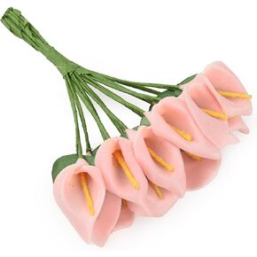 Artificial Mini Calla Lily Flower Heads, Fake Floral Bouquet Head for Crafts Scrapbooking Garden Wedding DIY Making Bridal Garland Hair Clips Headbands Decoration (144pcs Pink)
