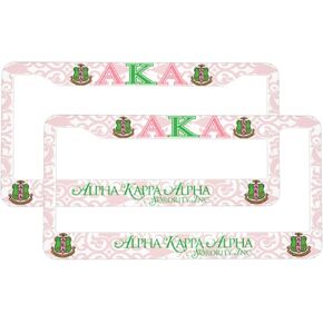 Sorority Gifts 2 Pcs Auto Decoration for USA Canada Vehicles Standard (12x6in) Aluminum Car License Plate Frames Cover Car Tag Holder with 2 Holes and 4 Screws Society Gifts