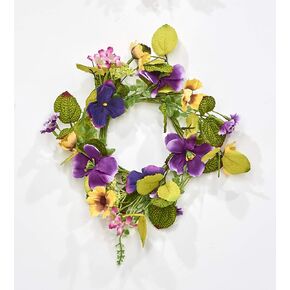 Worth Imports 13" Pansy Set of 2 Candle Ring, Small, Purple,Pink,White,Green,Yellow